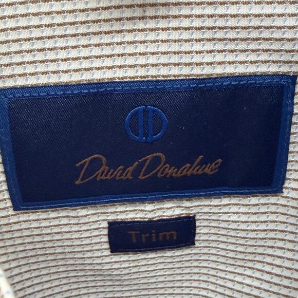 David Donahue Micro Dobby Dress Shirt Mens 15.5 White Formal Office Professional - Picture 11 of 14